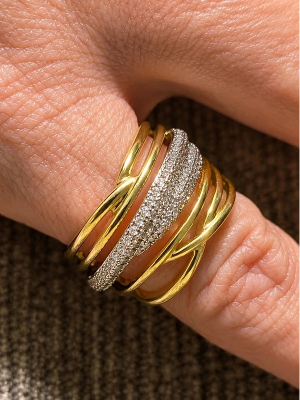 Gold Tone Adjustable Signet Ring with High-Shine Rectangular Face for Women